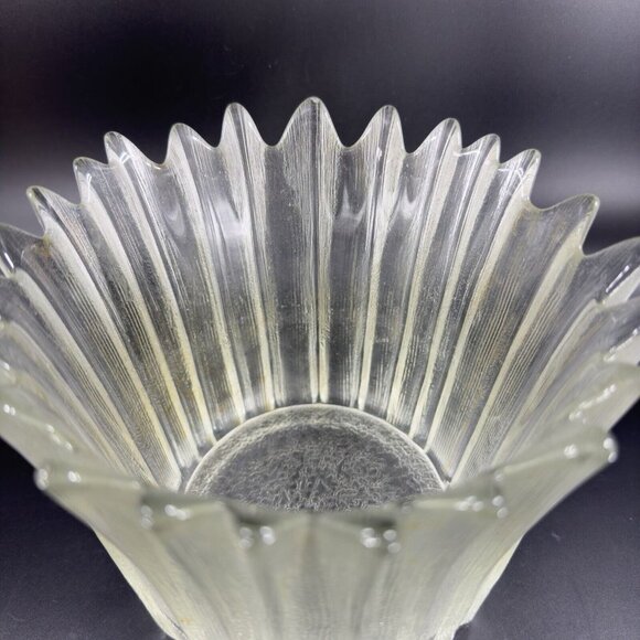 Mid Century Modern Clear Textured Icicle Glass Bowl Ice Bucket Vintage Glass - Picture 7 of 13